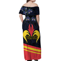 Personalized Belgium Iris Day Off Shoulder Maxi Dress Royaume de Belgique Coat Of Arms - Wonder Print Shop