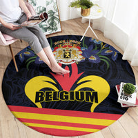 Belgium Iris Day Round Carpet Royaume de Belgique Coat Of Arms