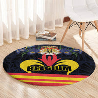 Belgium Iris Day Round Carpet Royaume de Belgique Coat Of Arms