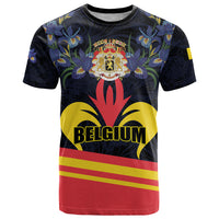 Personalized Belgium Iris Day T Shirt Royaume de Belgique Coat Of Arms - Wonder Print Shop