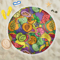 Hawaii Fruits Hippie Style Beach Blanket Vibrant Colorful