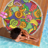 Hawaii Fruits Hippie Style Beach Blanket Vibrant Colorful