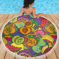 Hawaii Fruits Hippie Style Beach Blanket Vibrant Colorful