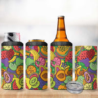 Hawaii Fruits Hippie Style 4 in 1 Can Cooler Tumbler Vibrant Colorful