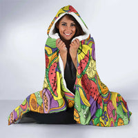 Hawaii Fruits Hippie Style Hooded Blanket Vibrant Colorful