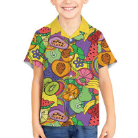 Hawaii Fruits Hippie Style Kid Hawaiian Shirt Vibrant Colorful