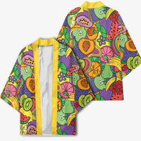 Hawaii Fruits Hippie Style Kimono Vibrant Colorful