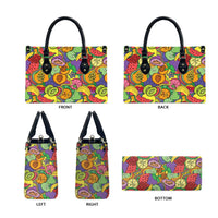 Hawaii Fruits Hippie Style Leather Bag Vibrant Colorful
