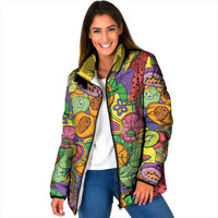 Hawaii Fruits Hippie Style Padded Jacket Vibrant Colorful