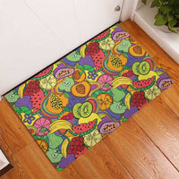 Hawaii Fruits Hippie Style Rubber Doormat Vibrant Colorful