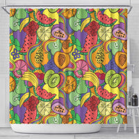 Hawaii Fruits Hippie Style Shower Curtain Vibrant Colorful