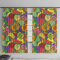 Hawaii Fruits Hippie Style Window Curtain Vibrant Colorful