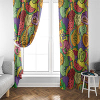 Hawaii Fruits Hippie Style Window Curtain Vibrant Colorful