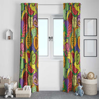 Hawaii Fruits Hippie Style Window Curtain Vibrant Colorful
