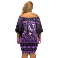 Personalized Native American Lupus Girl Off Shoulder Short Dress Fight Like a Queen