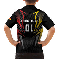 Personalized Germany 2024 Football Family Matching Short Sleeve Bodycon Dress and Hawaiian Shirt DFB Team Black Version - Wonder Print Shop