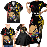 Personalized Germany 2024 Football Family Matching Short Sleeve Bodycon Dress and Hawaiian Shirt DFB Team Black Version - Wonder Print Shop