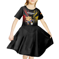 Personalized Germany 2024 Football Kid Short Sleeve Dress DFB Team Black Version - Wonder Print Shop