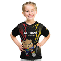 Personalized Germany 2024 Football Kid T Shirt DFB Team Black Version - Wonder Print Shop