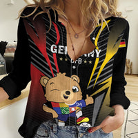 Personalized Germany 2024 Football Women Casual Shirt DFB Team Black Version - Wonder Print Shop