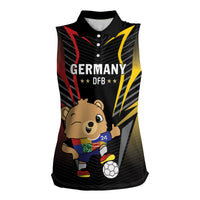Personalized Germany 2024 Football Women Sleeveless Polo Shirt DFB Team Black Version - Wonder Print Shop