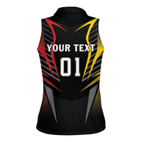 Personalized Germany 2024 Football Women Sleeveless Polo Shirt DFB Team Black Version - Wonder Print Shop