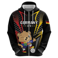 Personalized Germany 2024 Football Zip Hoodie DFB Team Black Version - Wonder Print Shop