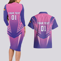 Personalized Germany 2024 Football Couples Matching Long Sleeve Bodycon Dress and Hawaiian Shirt DFB Team Pink Version - Wonder Print Shop