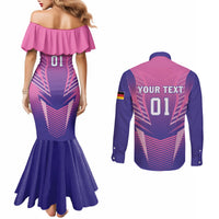Personalized Germany 2024 Football Couples Matching Mermaid Dress and Long Sleeve Button Shirt DFB Team Pink Version