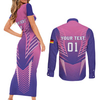 Personalized Germany 2024 Football Couples Matching Short Sleeve Bodycon Dress and Long Sleeve Button Shirt DFB Team Pink Version - Wonder Print Shop