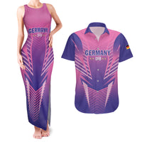 Personalized Germany 2024 Football Couples Matching Tank Maxi Dress and Hawaiian Shirt DFB Team Pink Version - Wonder Print Shop