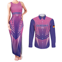 Personalized Germany 2024 Football Couples Matching Tank Maxi Dress and Long Sleeve Button Shirt DFB Team Pink Version - Wonder Print Shop