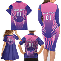 Personalized Germany 2024 Football Family Matching Long Sleeve Bodycon Dress and Hawaiian Shirt DFB Team Pink Version - Wonder Print Shop