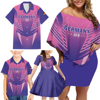 Personalized Germany 2024 Football Family Matching Off Shoulder Short Dress and Hawaiian Shirt DFB Team Pink Version - Wonder Print Shop