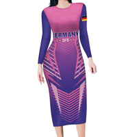 Personalized Germany 2024 Football Long Sleeve Bodycon Dress DFB Team Pink Version - Wonder Print Shop