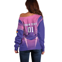 Personalized Germany 2024 Football Off Shoulder Sweater DFB Team Pink Version - Wonder Print Shop