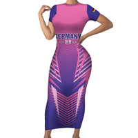 Personalized Germany 2024 Football Short Sleeve Bodycon Dress DFB Team Pink Version - Wonder Print Shop