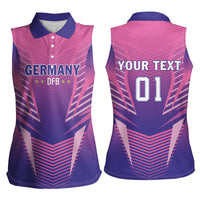 Personalized Germany 2024 Football Women Sleeveless Polo Shirt DFB Team Pink Version - Wonder Print Shop