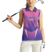 Personalized Germany 2024 Football Women Sleeveless Polo Shirt DFB Team Pink Version - Wonder Print Shop