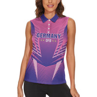 Personalized Germany 2024 Football Women Sleeveless Polo Shirt DFB Team Pink Version - Wonder Print Shop