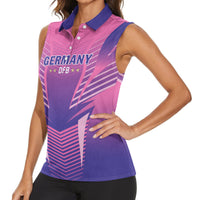 Personalized Germany 2024 Football Women Sleeveless Polo Shirt DFB Team Pink Version - Wonder Print Shop