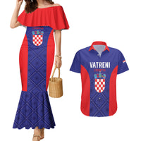 Personalized Croatia 2024 Football Couples Matching Mermaid Dress and Hawaiian Shirt Hrvatska Vatreni - Wonder Print Shop