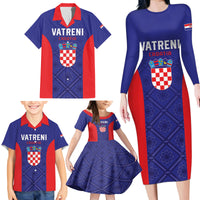 Personalized Croatia 2024 Football Family Matching Long Sleeve Bodycon Dress and Hawaiian Shirt Hrvatska Vatreni - Wonder Print Shop