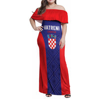 Personalized Croatia 2024 Football Family Matching Off Shoulder Maxi Dress and Hawaiian Shirt Hrvatska Vatreni - Wonder Print Shop