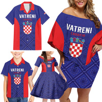 Personalized Croatia 2024 Football Family Matching Off Shoulder Short Dress and Hawaiian Shirt Hrvatska Vatreni - Wonder Print Shop