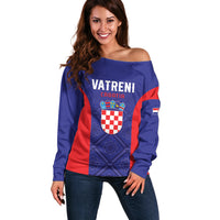 Personalized Croatia 2024 Football Off Shoulder Sweater Hrvatska Vatreni - Wonder Print Shop