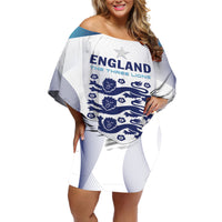 Personalized England 2024 Football Off Shoulder Short Dress Come On The Three Lions - Wonder Print Shop