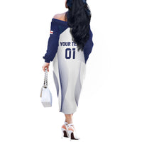 Personalized England 2024 Football Off The Shoulder Long Sleeve Dress Come On The Three Lions - Wonder Print Shop