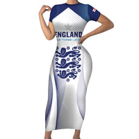 Personalized England 2024 Football Short Sleeve Bodycon Dress Come On The Three Lions - Wonder Print Shop