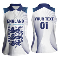Personalized England 2024 Football Women Sleeveless Polo Shirt Come On The Three Lions - Wonder Print Shop